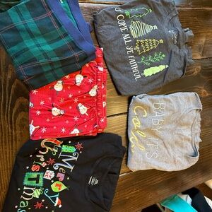 Mixed Bundle: Women's Festive Pajama Set - Gray, Red, and Green